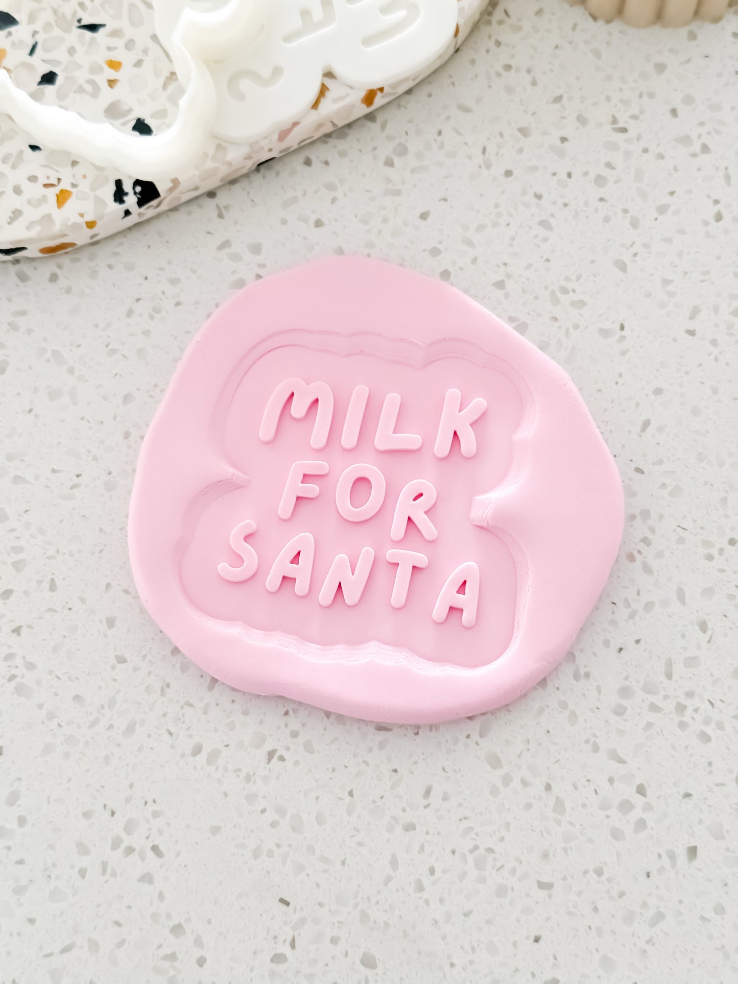 Milk for Santa (Script) Stamp & Cutter - Perfect for Fondant & Sugar Cookies