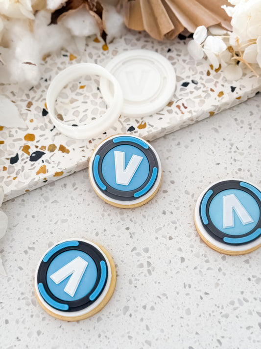 Mini V-Bucks Coin Stamp & Cutter - Perfect for Fondant & Sugar Cookies