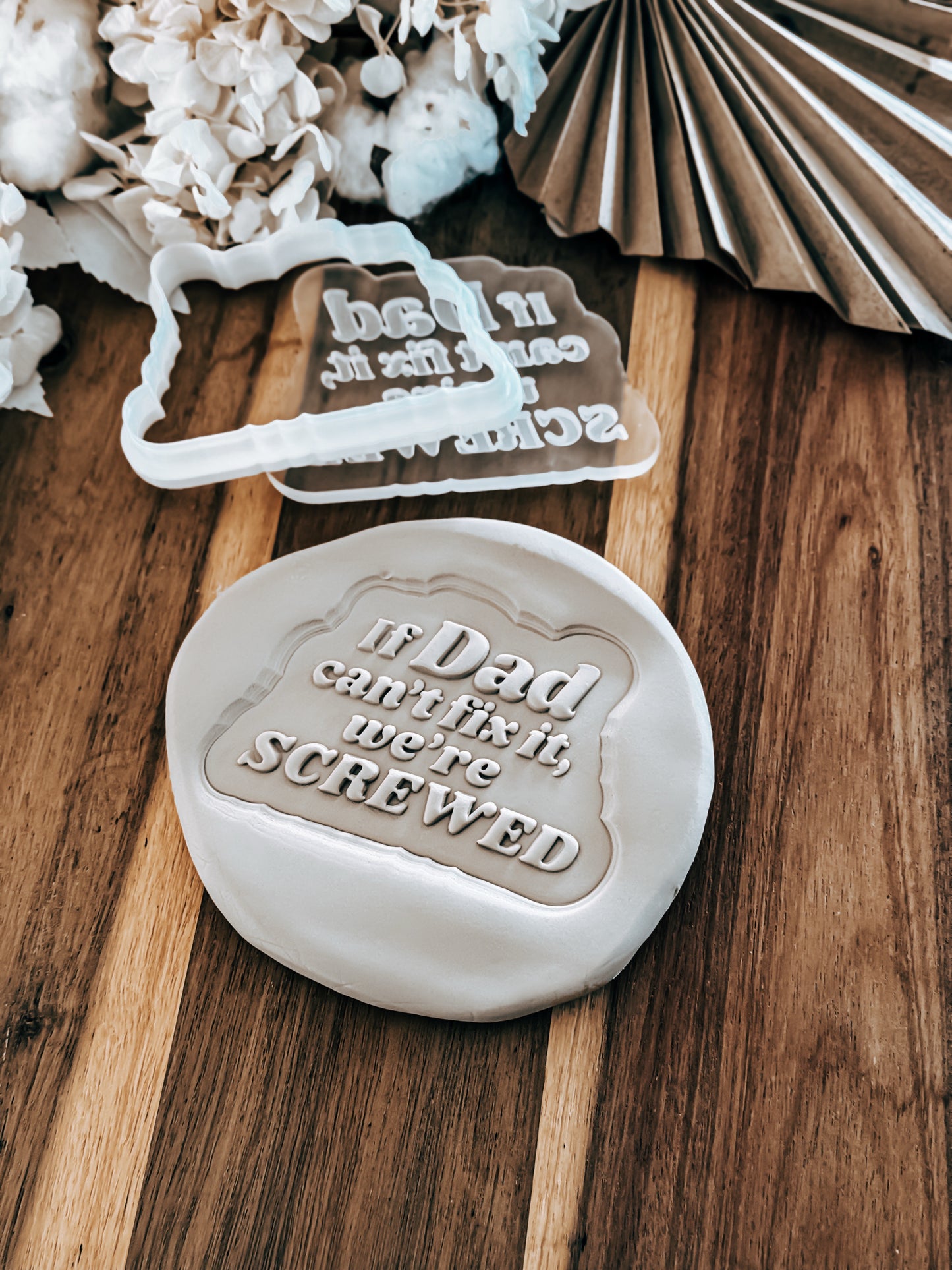 If Dad Can't Fix It 'UP' Stamp & Cutter - Perfect for Fondant & Sugar Cookies