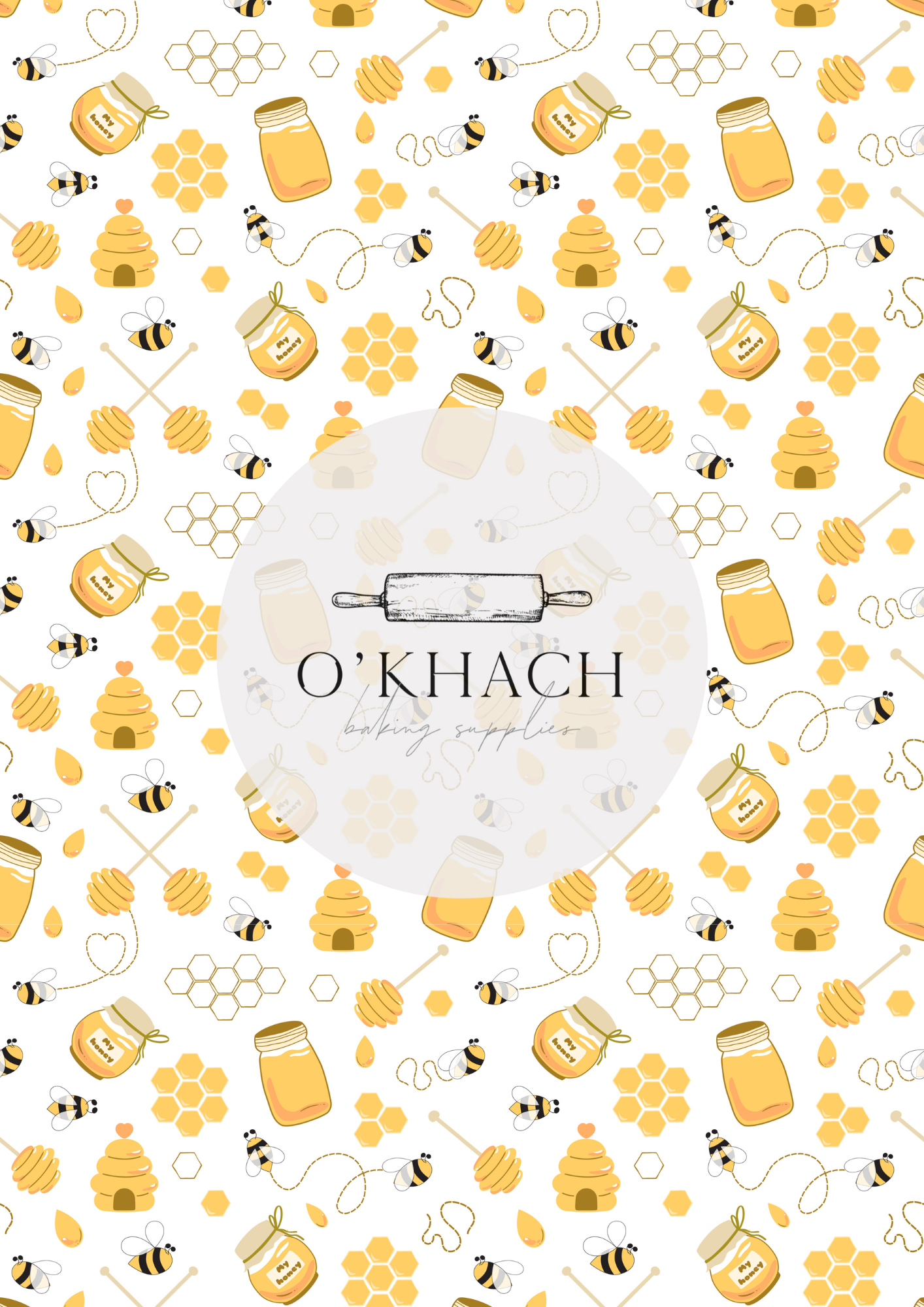 Bees & Honey Pattern - Edible Image – A4 Cake Topper & Cupcake Decoration
