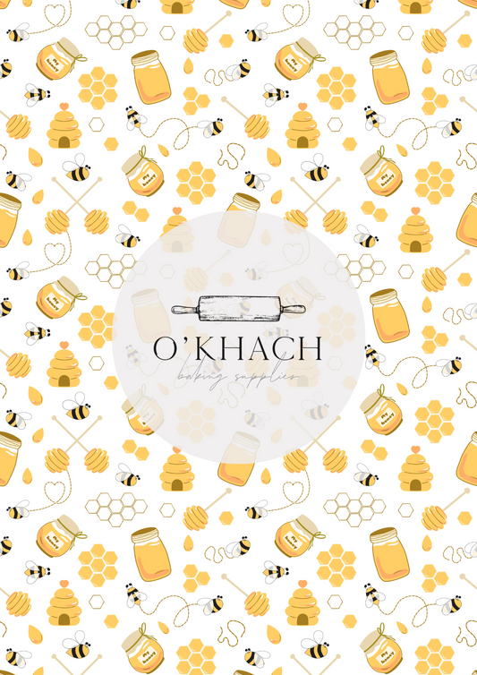 Bees & Honey Pattern - Edible Image – A4 Cake Topper & Cupcake Decoration