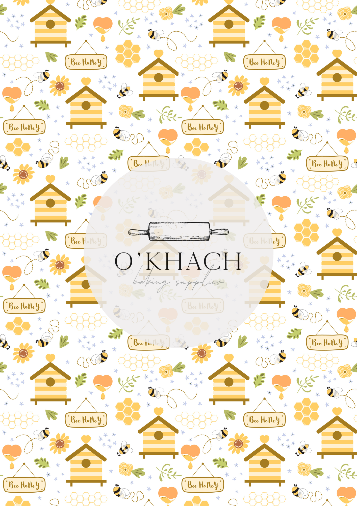 Bees & Honey Pattern - Edible Image – A4 Cake Topper & Cupcake Decoration