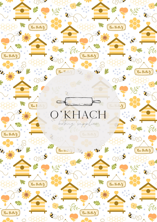Bees & Honey Pattern - Edible Image – A4 Cake Topper & Cupcake Decoration