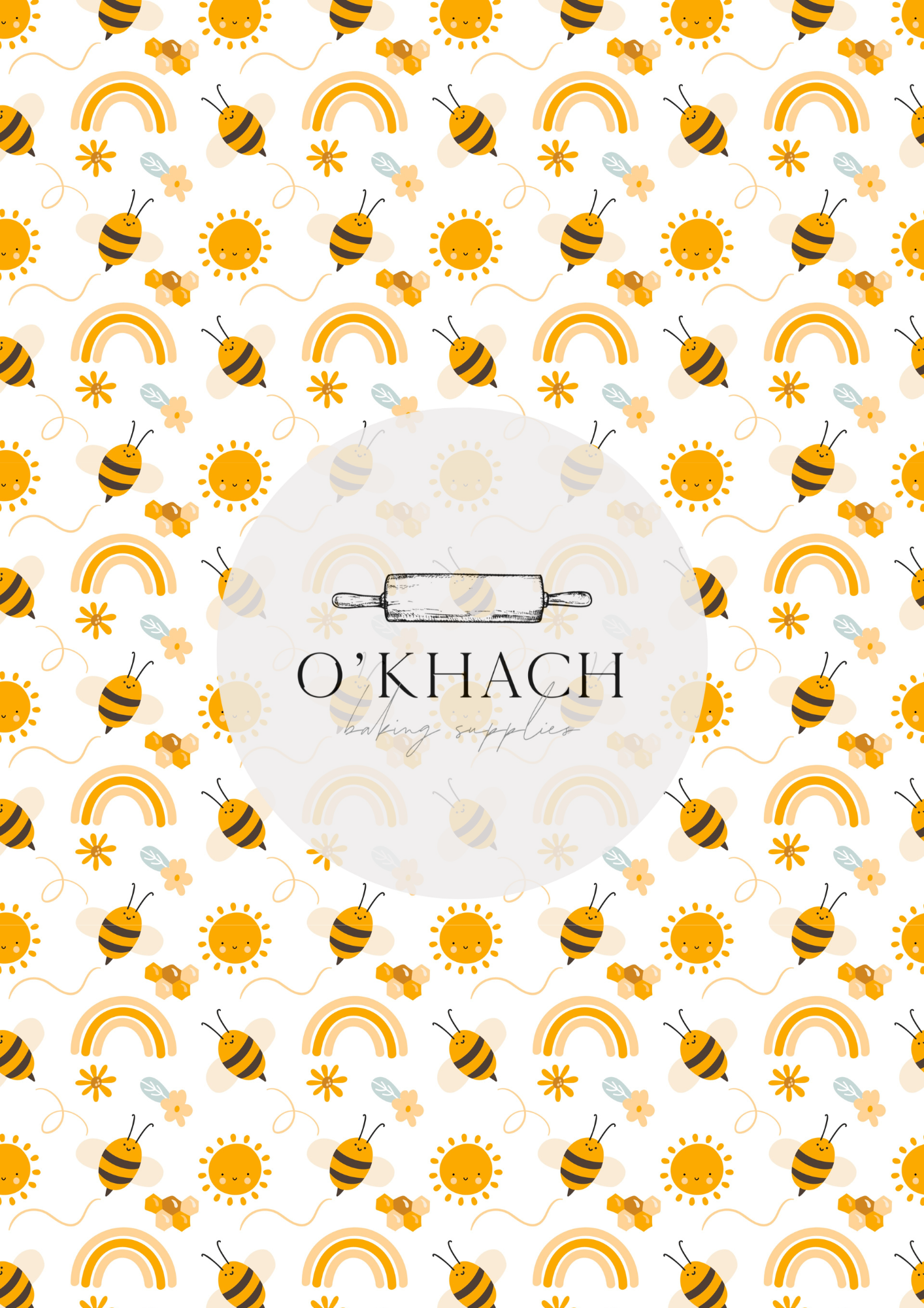 Bees & Honey Pattern - Edible Image – A4 Cake Topper & Cupcake Decoration