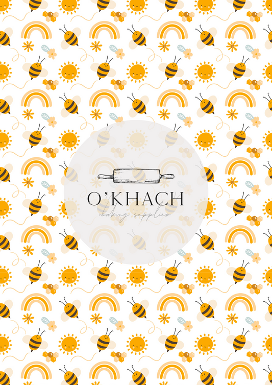 Bees & Honey Pattern - Edible Image – A4 Cake Topper & Cupcake Decoration
