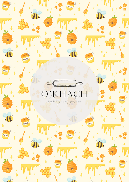 Bees & Honey Pattern - Edible Image – A4 Cake Topper & Cupcake Decoration