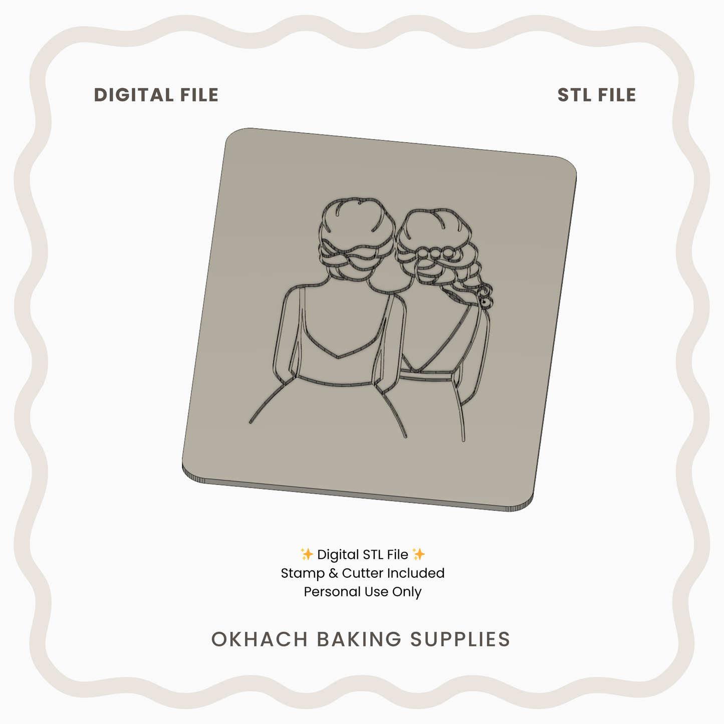Bride & Bridesmaid Stamp – Digital STL File for 3D Printing