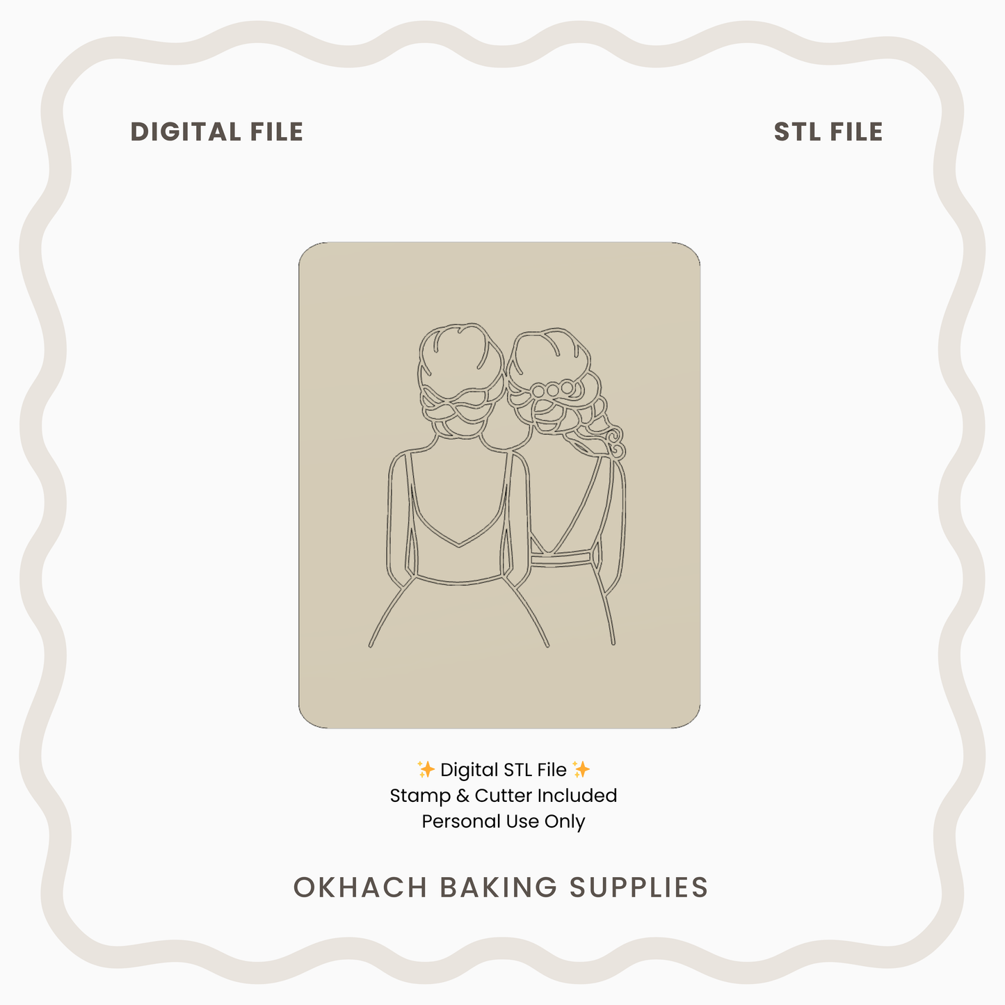 Bride & Bridesmaid Stamp – Digital STL File for 3D Printing