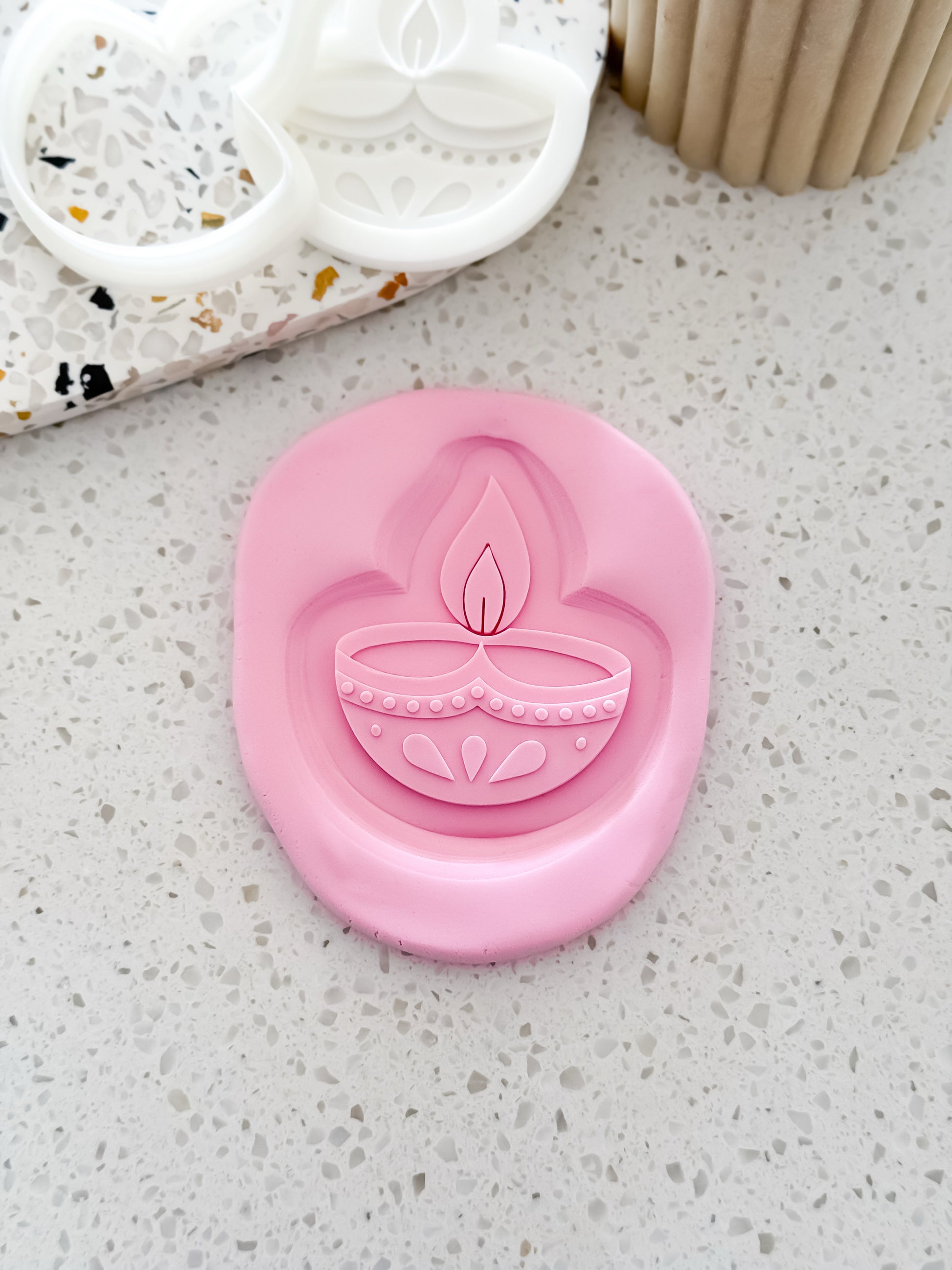 Classic Glow Diya Stamp and Cutter - Perfect for Fondant & Sugar Cookies