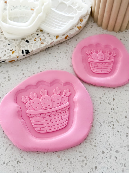 Carrot Basket Stamp & Cutter - Perfect for Fondant & Sugar Cookies