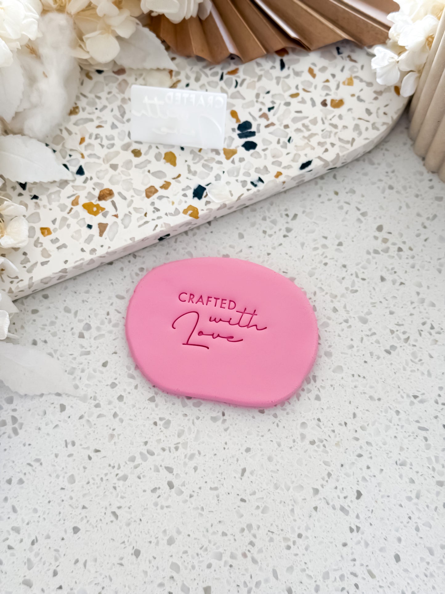 Crafted With Love Cookie Stamp - Perfect for Fondant, Sugar Cookies & Baking
