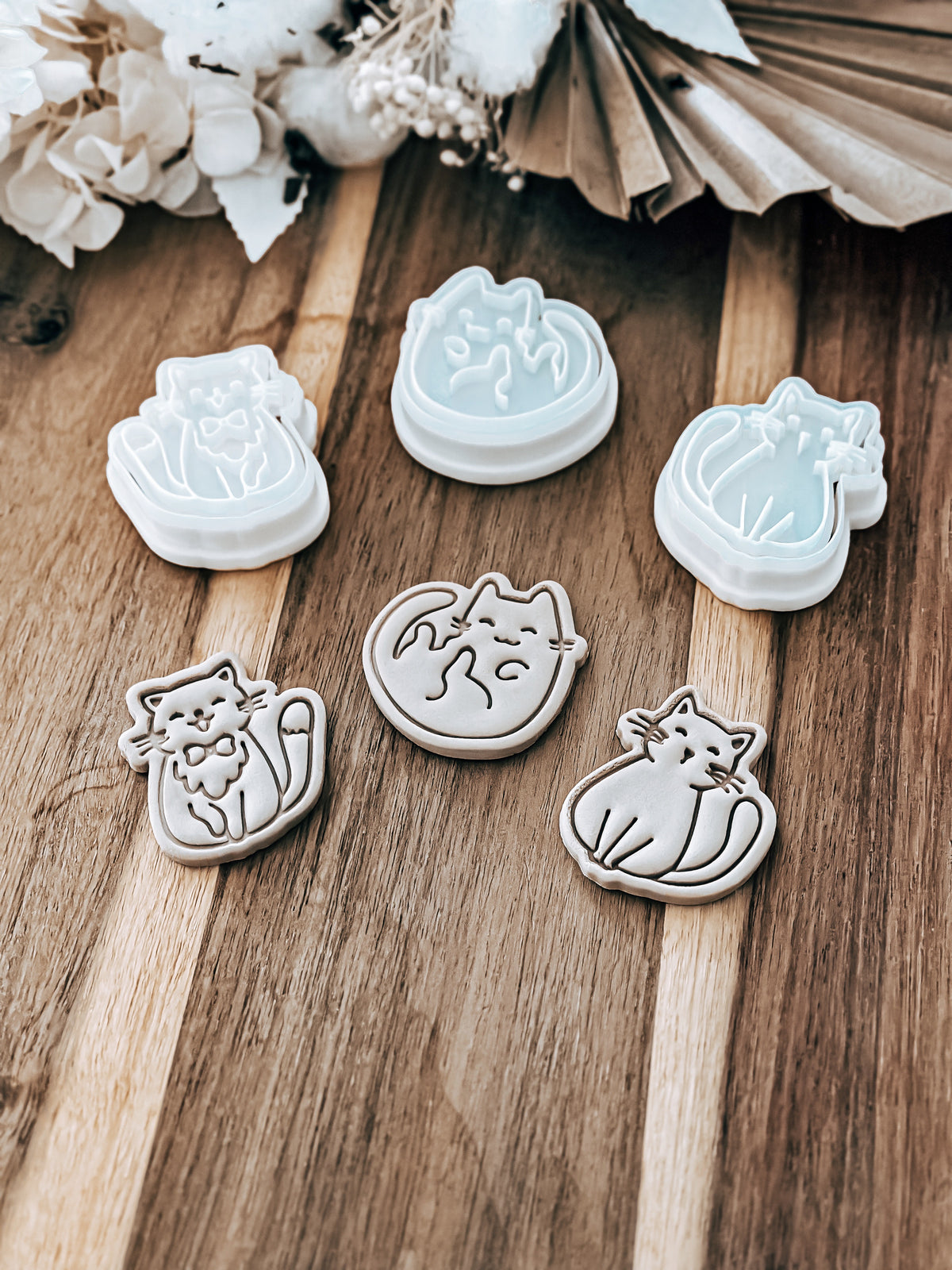 Mini Cat cookie stamps and cutters by O'Khach, shown stamped in fondant