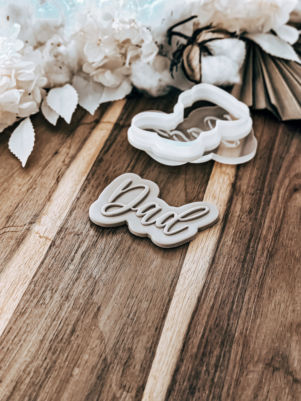 Dad Script 'UP' Stamp & Cutter - Perfect for Fondant & Sugar Cookies