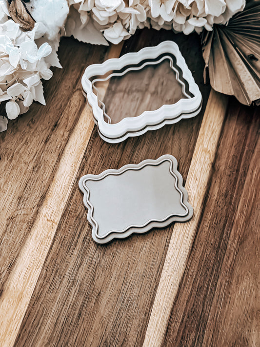 Wavy Rectangle 'UP' - Cookie Stamp & Cutter - Ideal for Fondant & Sugar Cookies