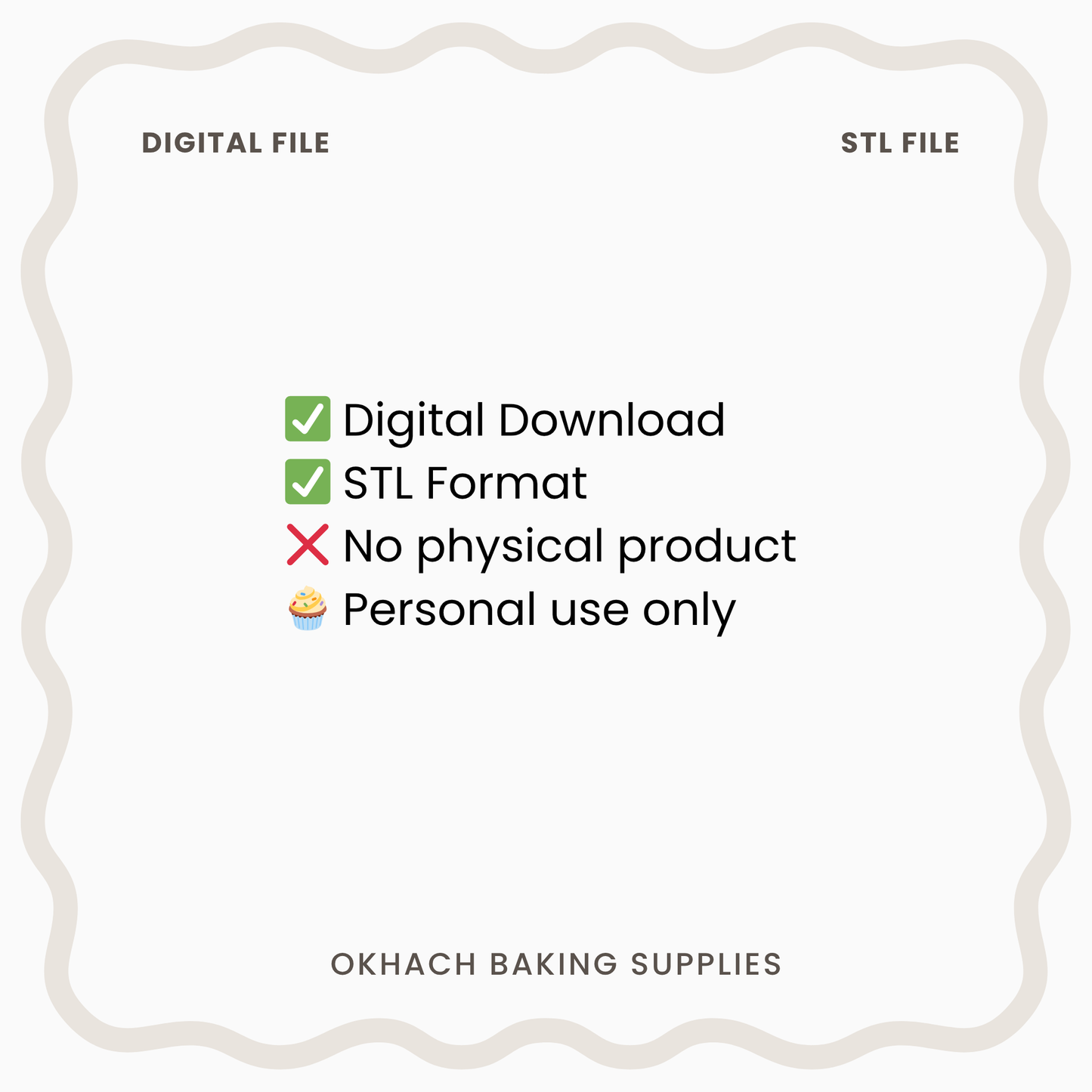 Informational graphic about digital file formats with OKHACH BAKING SUPPLIES branding.