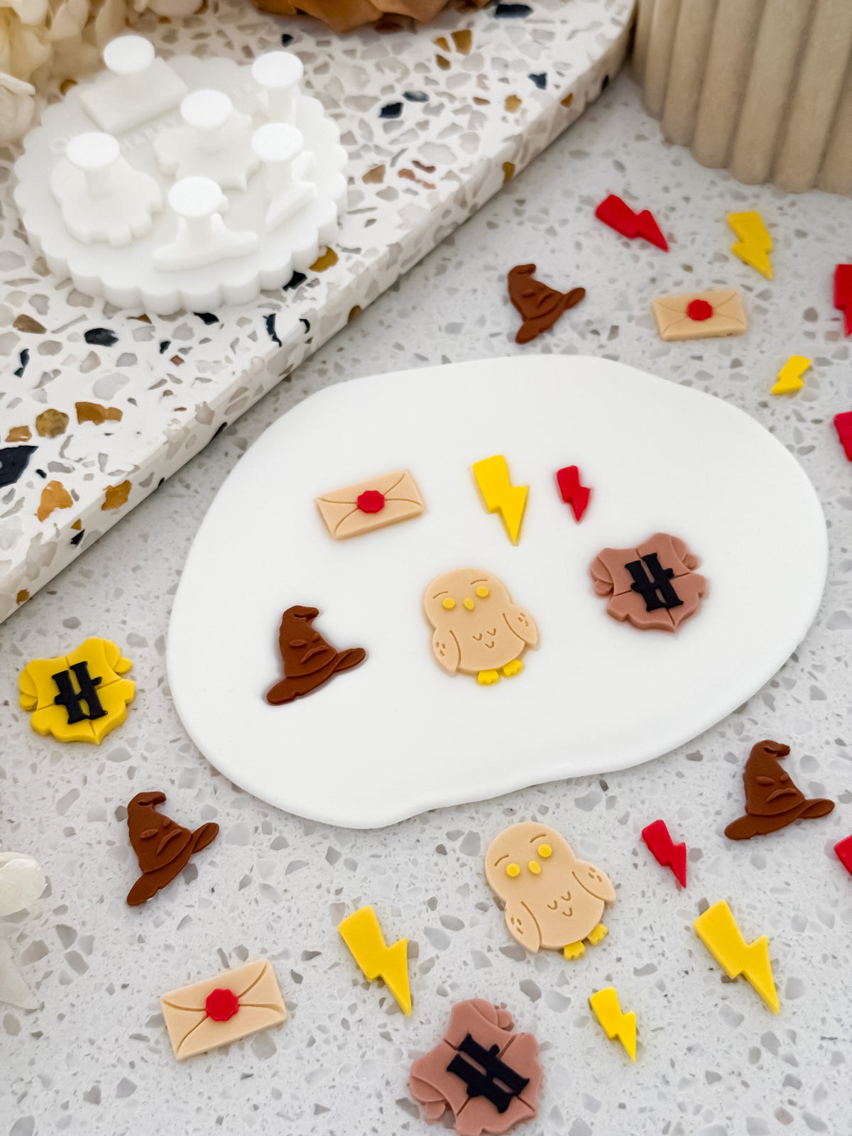 Magical Wizard mini fondant decorations made with the Two Tone Press mould