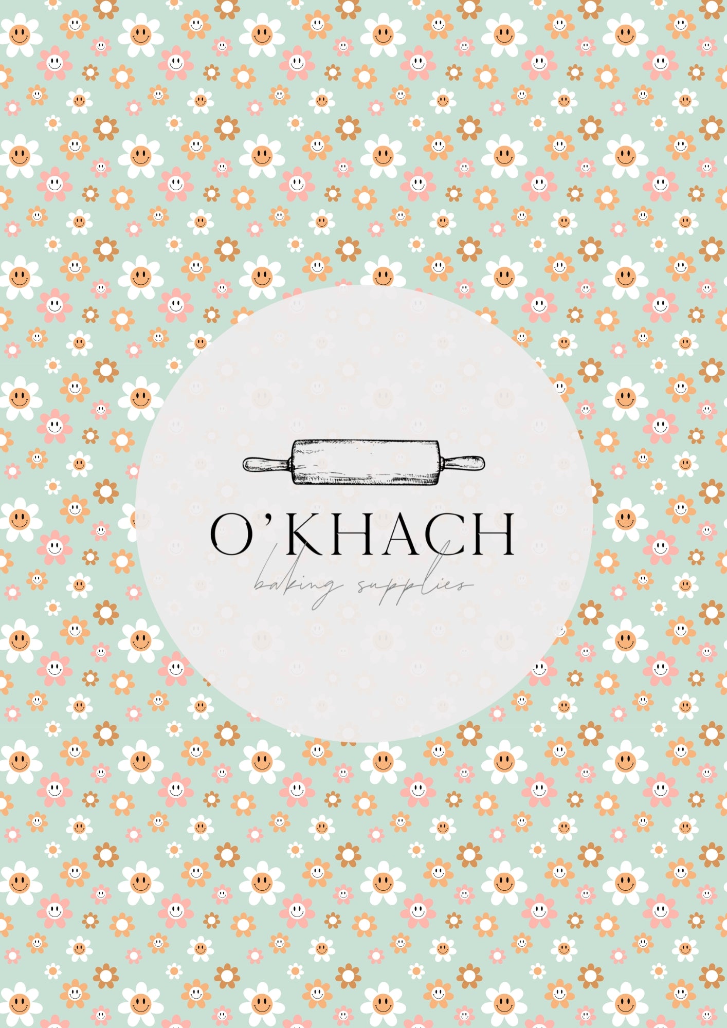 Retro Happy Pattern No.1 - Edible Image - O'Khach Baking Supplies