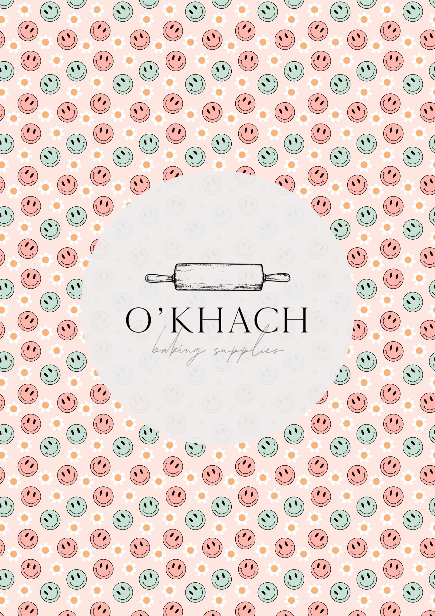Retro Happy Pattern No.2 - Edible Image - O'Khach Baking Supplies