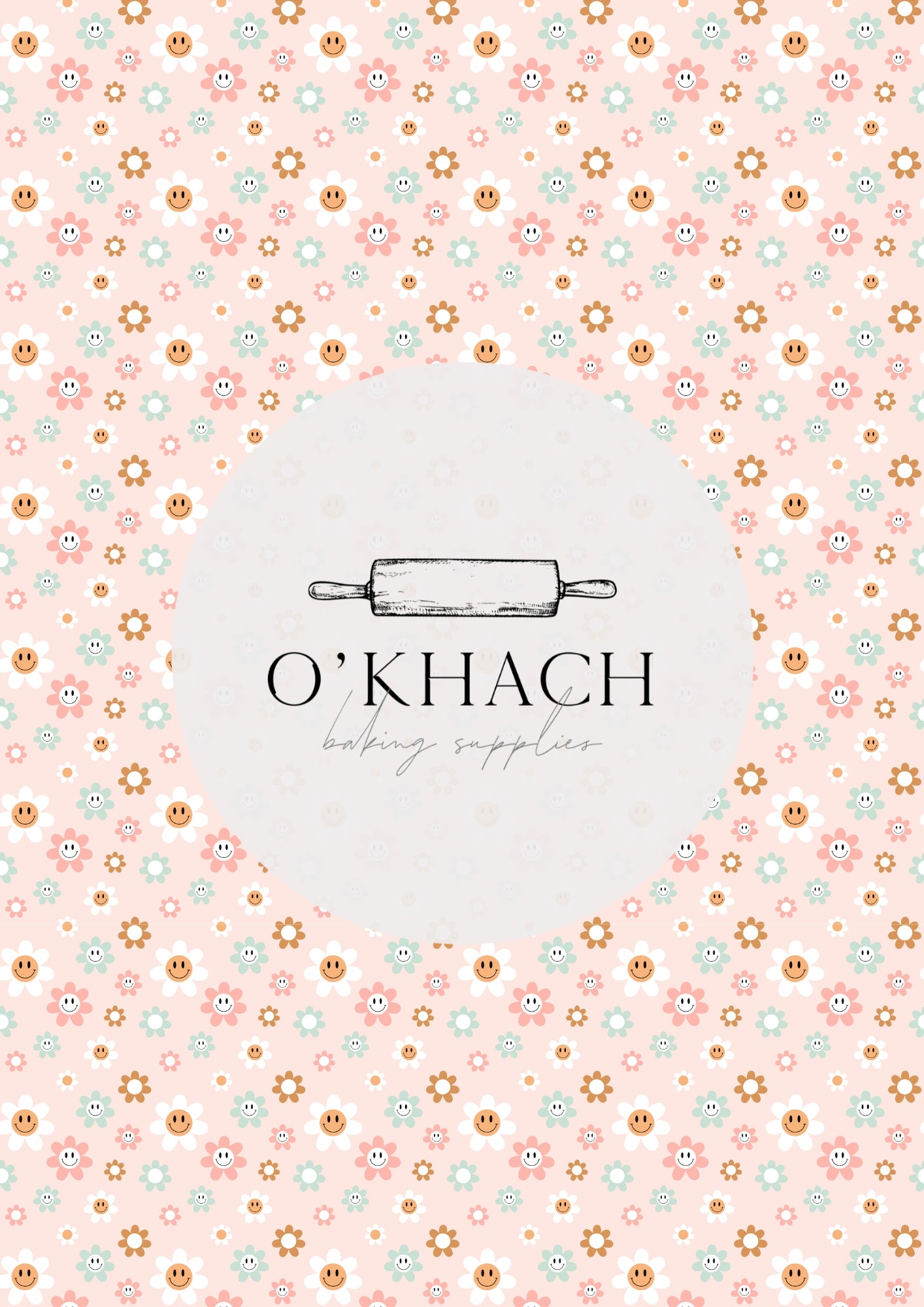 Retro Happy Pattern No.9 - Edible Image - O'Khach Baking Supplies