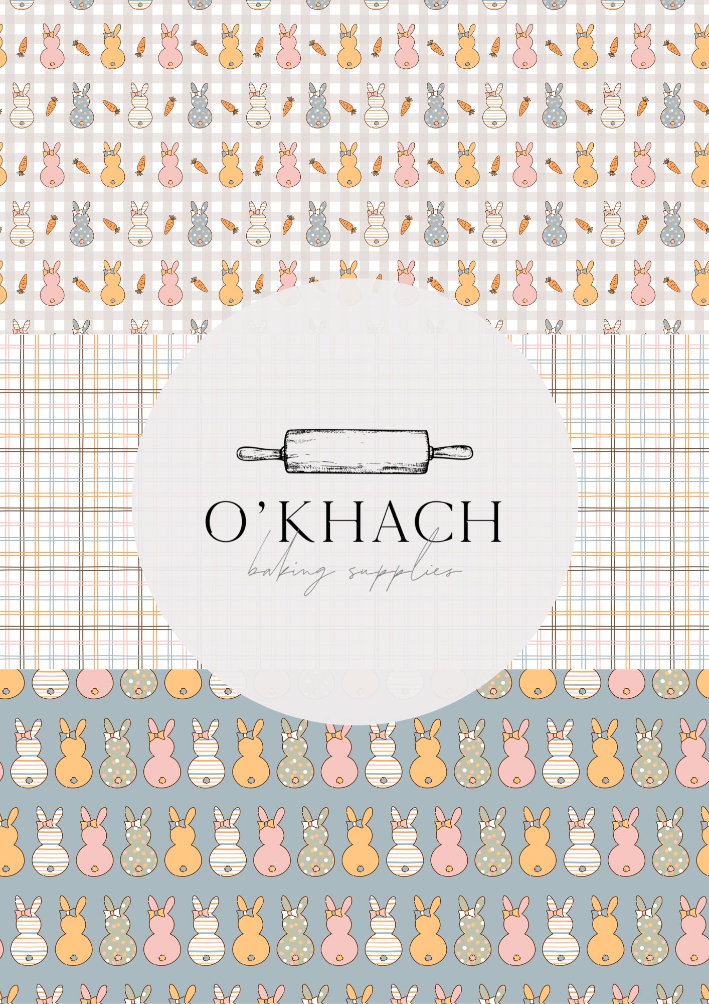 Spring Bunny Pattern No.15 - Edible Image - O'Khach Baking Supplies