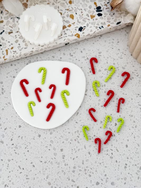 Candy Cane mini fondant decorations made with the Two Tone Press mould