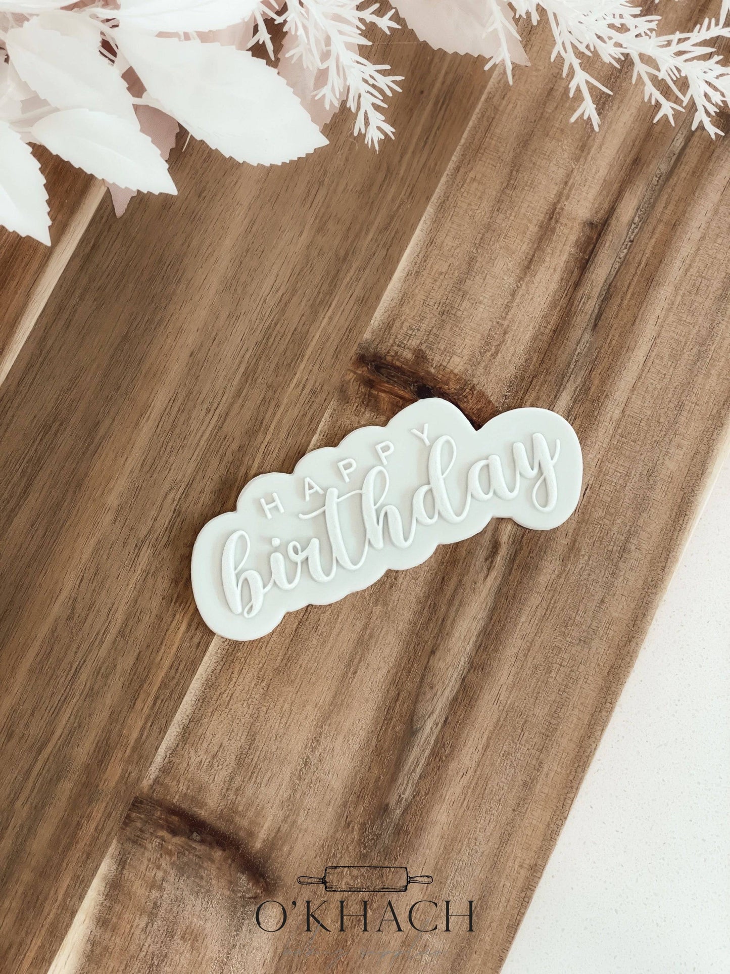 Happy Birthday 'UP' Cookie Stamp & Cutter - O'Khach Baking Supplies
