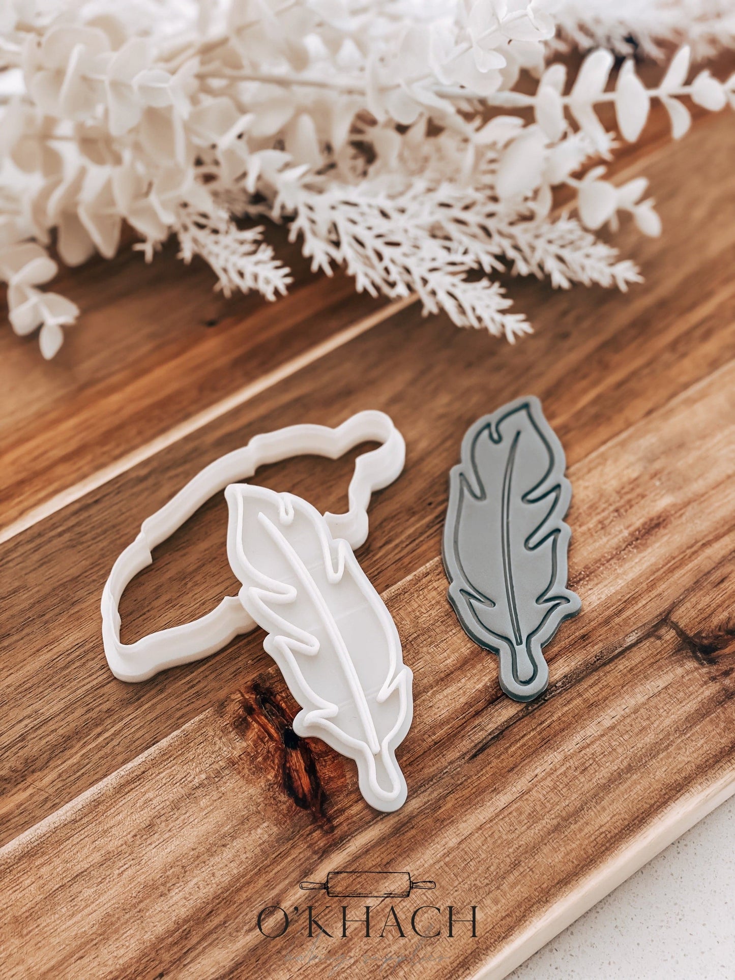 Feather Cookie Stamp and Cutter - O'Khach Baking Supplies