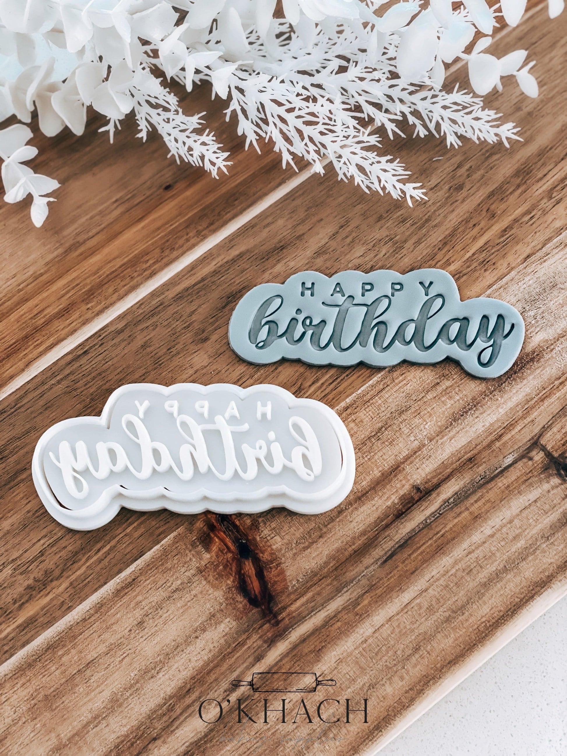Happy Birthday Cookie Stamp and Cutter - Fondant & Sugar Cookies
