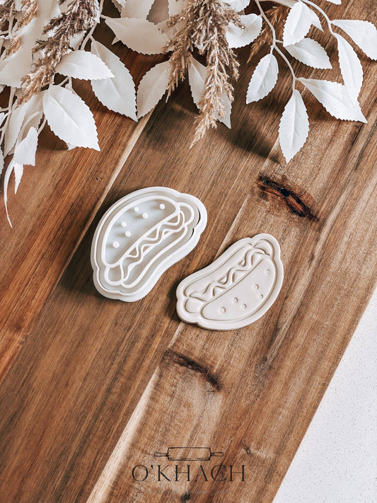 Hot Dog Stamp & Cutter - Perfect for Fondant & Sugar Cookies