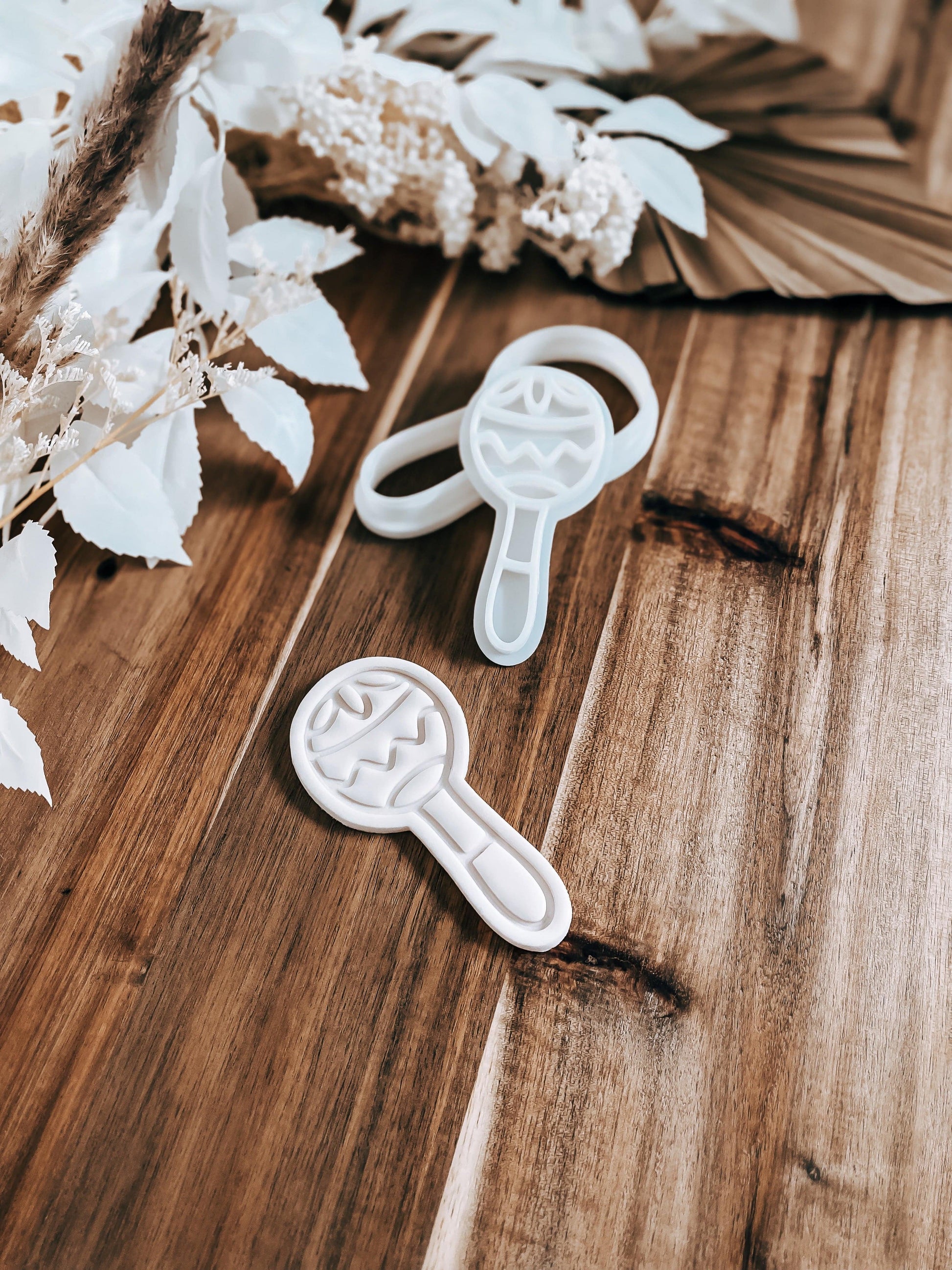 Baby Rattle Stamp & Cutter - Perfect for Fondant & Sugar Cookies