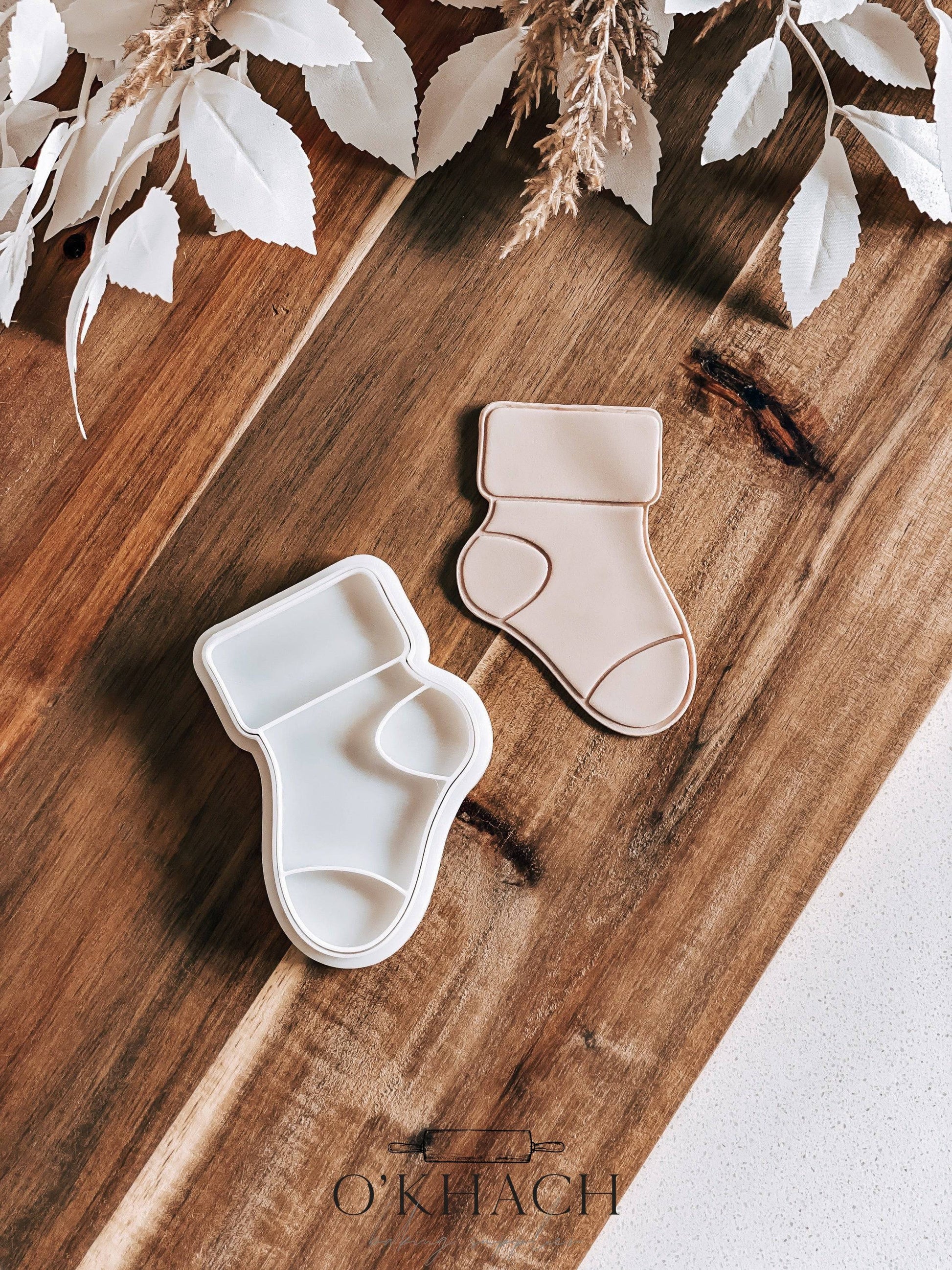 Baby Sock Stamp & Cutter - Perfect for Fondant & Sugar Cookies