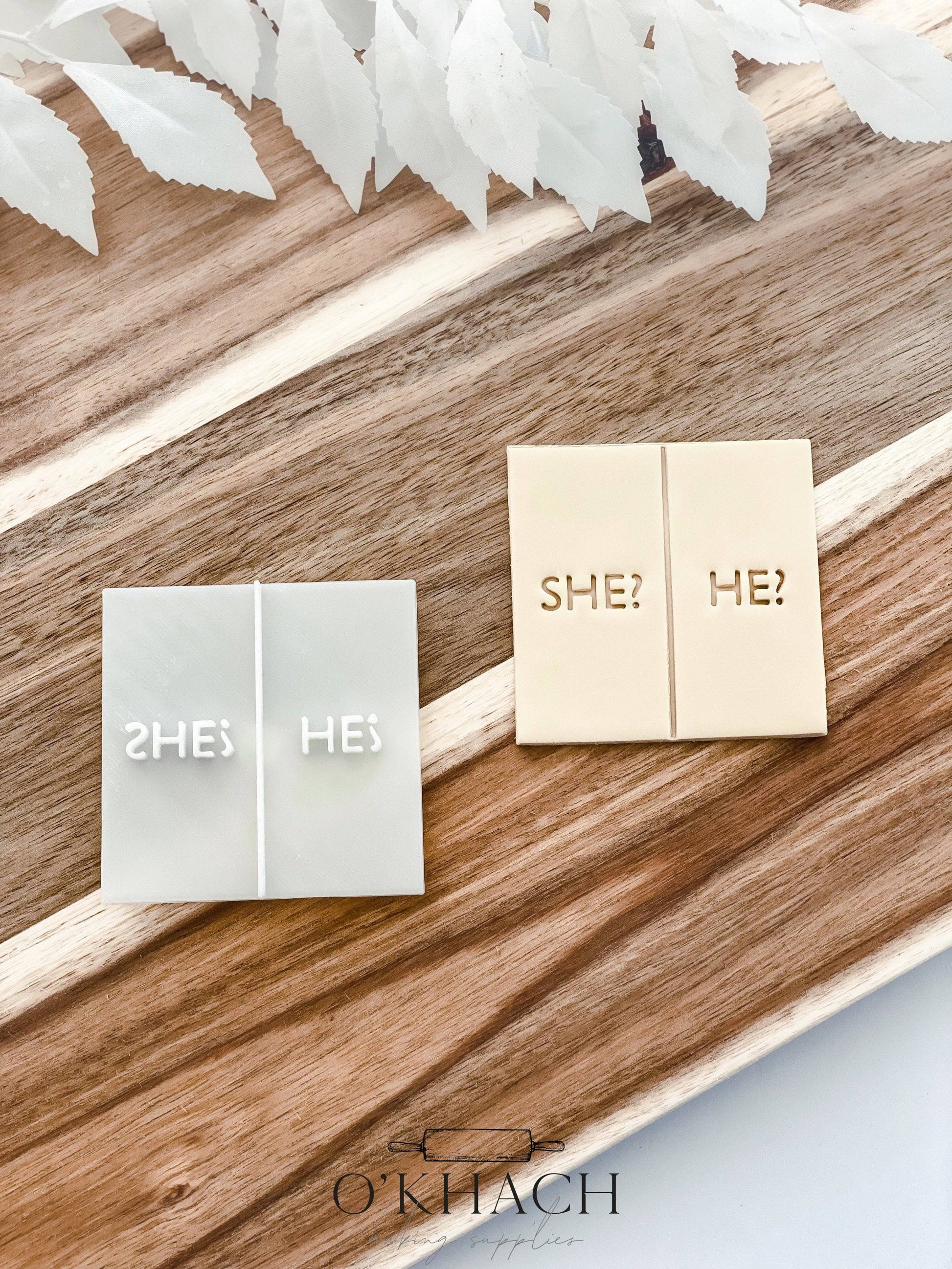 He | She Stamp  - Perfect for Fondant & Sugar Cookies