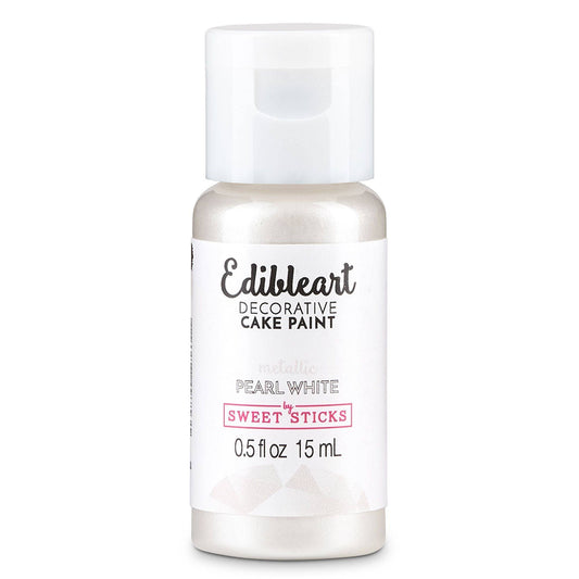 Pearl White Metallic Edible Paint – Sweet Sticks 15ml | Food-Safe Cake Paint