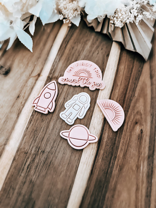 Mini First Trip Around The Sun - Stamp and Cutter - Perfect for Fondant & Sugar Cookies