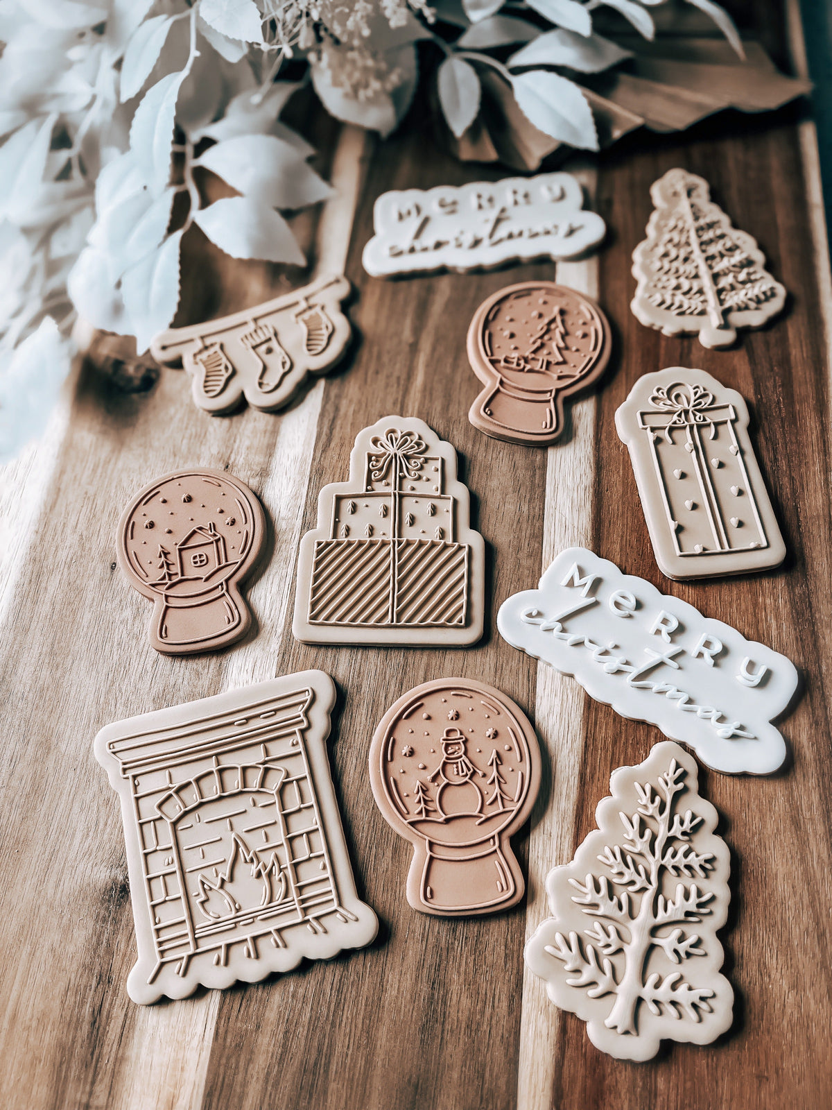 Christmas Tree 'UP' design stamped in fondant to show the finished cookie