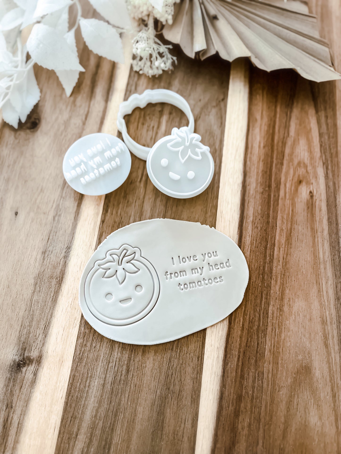 Mini I Love you from my head tomatoes (SET) - Cookie Stamp & Cutter - Ideal for Fondant & Sugar Cookies