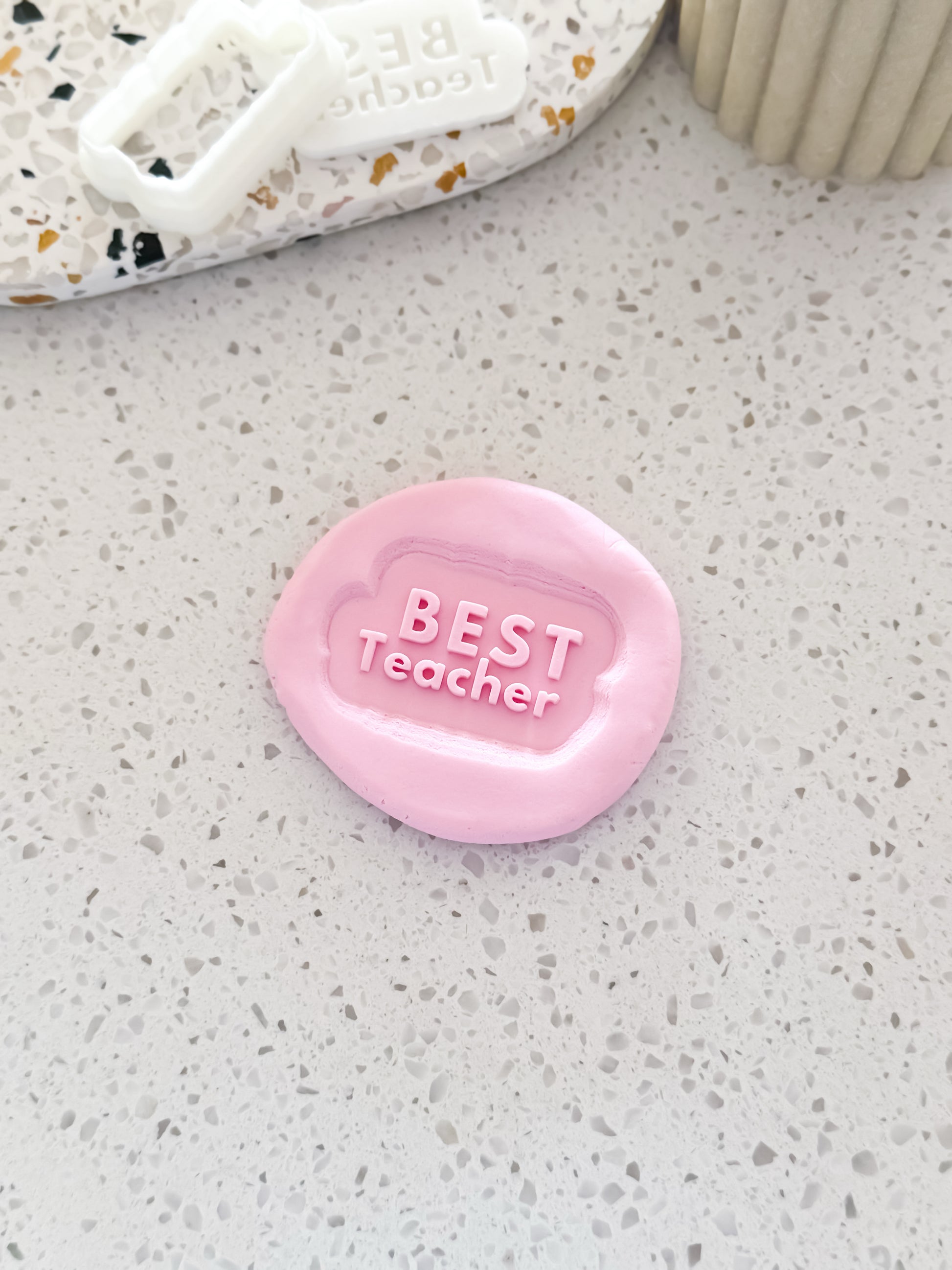 Mini Best Teacher Stamp & Cutter - Perfect for Fondant & Sugar Cookies