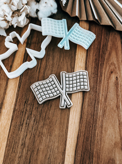Racing Flags (Double) Stamp and Cutter - Perfect for Fondant & Sugar Cookies