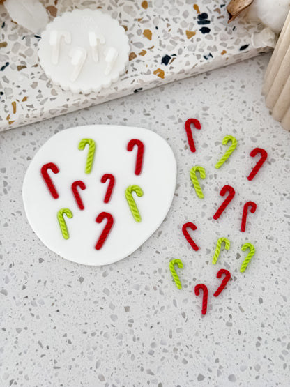 Candy Cane mini fondant decorations made with the Two Tone Press mould