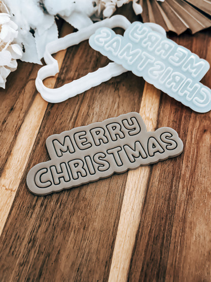 Merry Christmas (Chunky) - Cookie Stamp and Cutter - Ideal for Fondant & Sugar Cookies