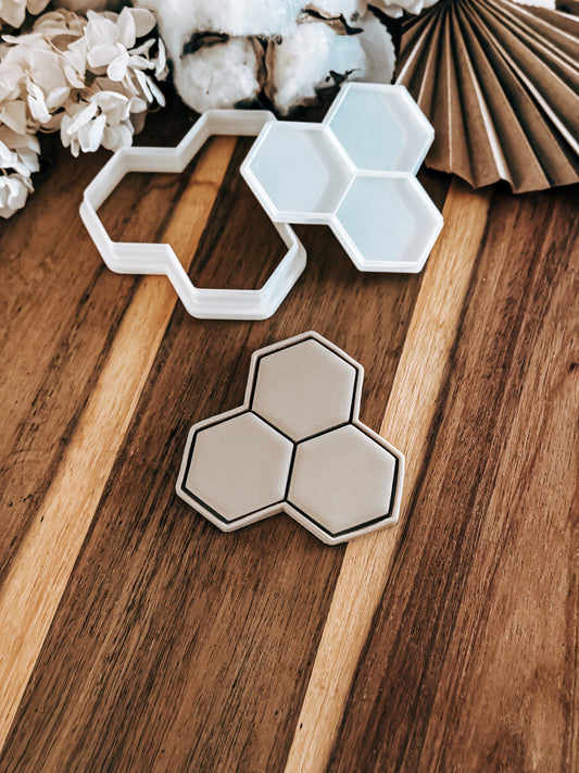 Honeycomb (Simple) Stamp and Cutter - Perfect for Fondant & Sugar Cookies