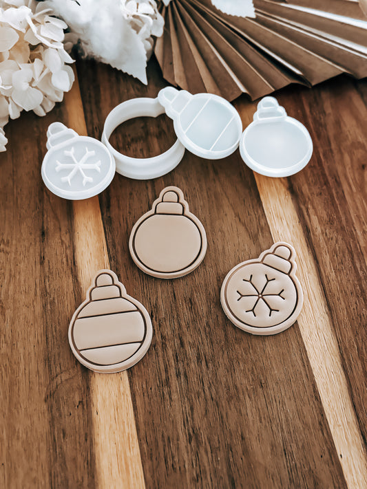 Mini Round Baubles Set Of 3 - Cookie Stamp and Cutters - Ideal for Fondant & Sugar Cookies