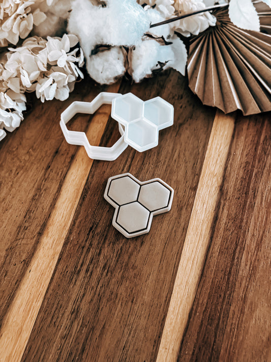 Mini Honeycomb (Simple) Stamp and Cutter - Perfect for Fondant & Sugar Cookies