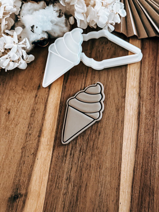 Ice Cream (Soft Serve) Stamp & Cutter - Perfect for Fondant & Sugar Cookies