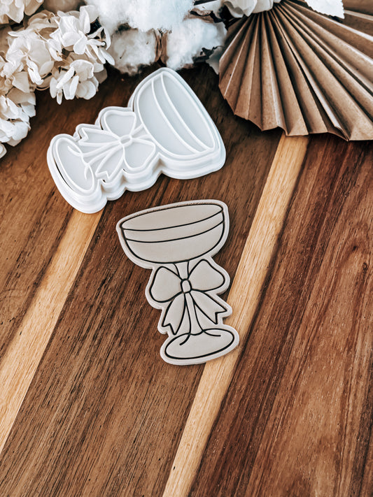 Coupe Glass with Bow Stamp and Cutter - Ideal for Fondant & Sugar Cookies