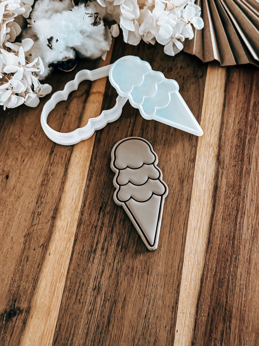 Ice Cream (Triple Scoop) Stamp & Cutter - Perfect for Fondant & Sugar Cookies