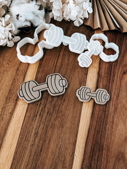 Mini Dumbbell Stamp & Cutter - Perfect for Fondant & Sugar Cookies