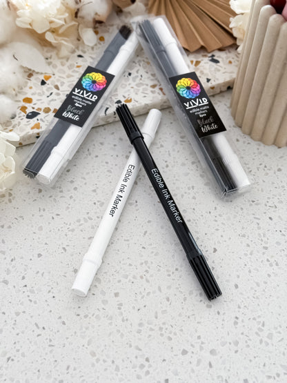 Vivid | Edible Matte Markers - Black & White