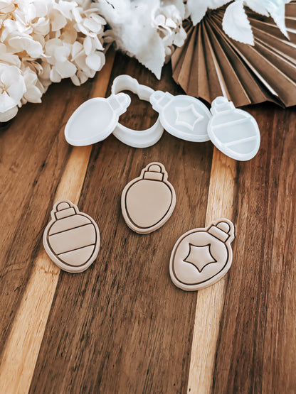 Mini Point Baubles Set Of 3 - Cookie Stamp and Cutters - Ideal for Fondant & Sugar Cookies