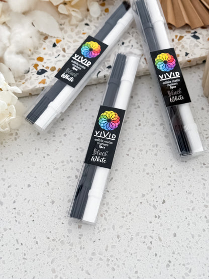 Vivid | Edible Matte Markers - Black & White